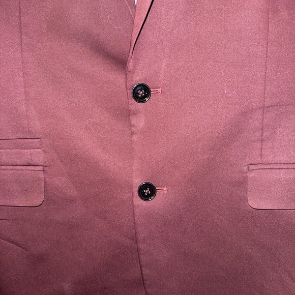 Men's Burgundy Blazer - Classic Two-Button Coat - Picture 5 of 6